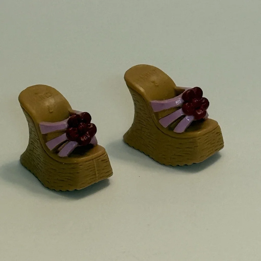 Barbie Mattel Retro Wedge Heel Open Toe Slide My Scene Shoes VTG